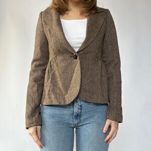 Tweed Babydoll Blazer Jacket Small